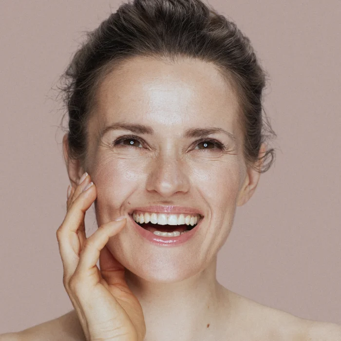 Woman Smiling and looking up